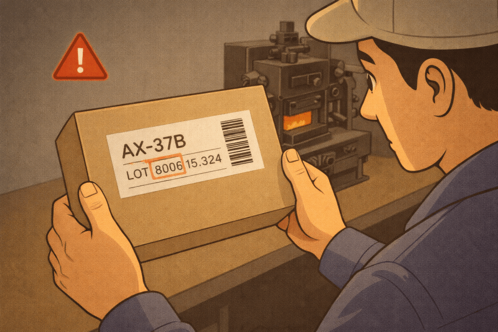 捺印時のミスを発見しているシーン