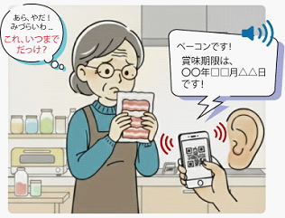 QRボイスサポート
見えづらくて困ってる初老の女性